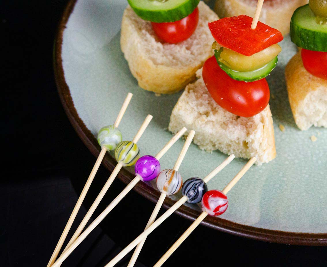 Cocktail picks "Ceramic Balls", assorted colours, 24 pcs EOL
